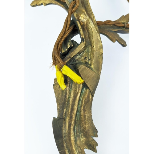 164 - WALL SCONCES, a pair, gilt metal, each with two branches, each 46cm W x 32cm H. (2)