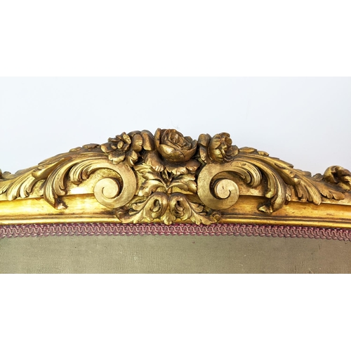 172 - CANAPE, 19th century French with a carved gilt showframe and 18th century tapestry upholstery, 189cm... 