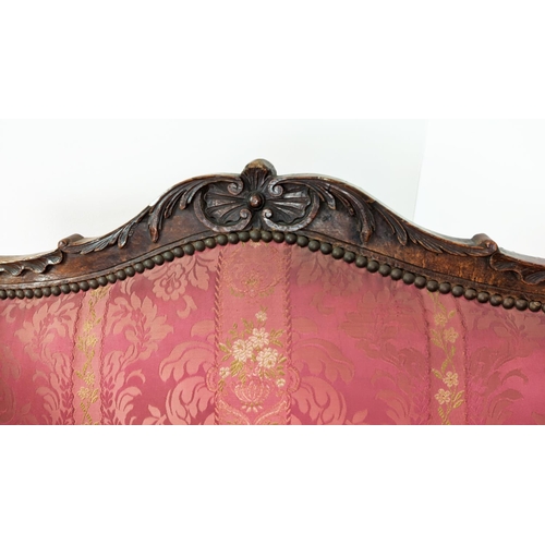 174 - DAY BED, Louis XV walnut, circa 1760, with a carved showframe and red damask upholstery, 220cm L x 8... 