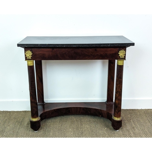 182 - CONSOLE TABLE, Empire mahogany with single frieze drawer, gilt metal mounts and marble top, 80cm H x... 