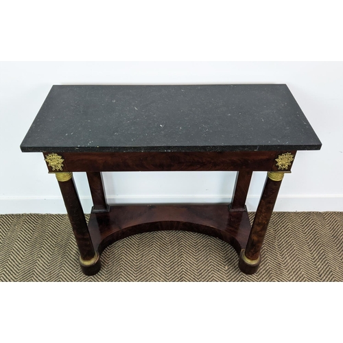 182 - CONSOLE TABLE, Empire mahogany with single frieze drawer, gilt metal mounts and marble top, 80cm H x... 