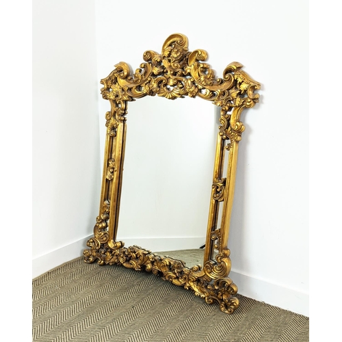 186 - WALL MIRROR, Rococo style gilt framed, 142cm H x 109cm W.