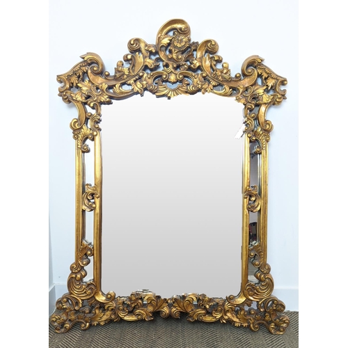 186 - WALL MIRROR, Rococo style gilt framed, 142cm H x 109cm W.