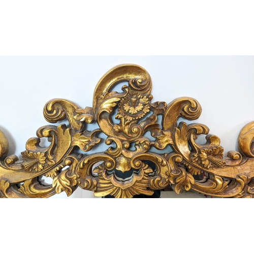 186 - WALL MIRROR, Rococo style gilt framed, 142cm H x 109cm W.