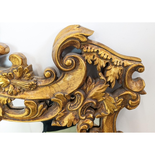 186 - WALL MIRROR, Rococo style gilt framed, 142cm H x 109cm W.