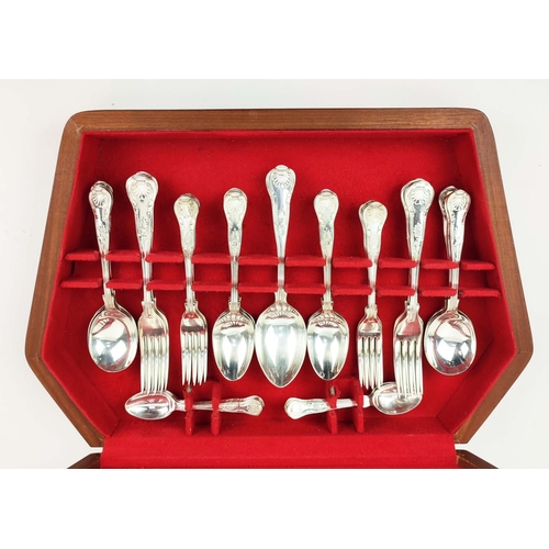19 - A CASED CANTEEN OR CUTLERY, Kings pattern, EPNS A1, comprising six place settings, including dinner ... 