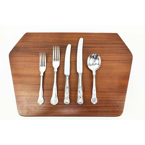 19 - A CASED CANTEEN OR CUTLERY, Kings pattern, EPNS A1, comprising six place settings, including dinner ... 