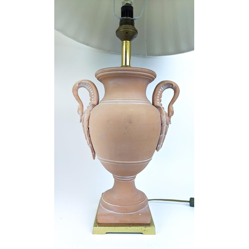 26 - TABLE LAMPS, a pair, terracotta, Grecian style. (2)