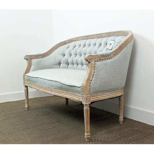 404 - SOFA, French Provincial style, grey fabric upholstered, 126cm W approx.