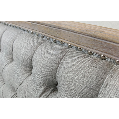 404 - SOFA, French Provincial style, grey fabric upholstered, 126cm W approx.