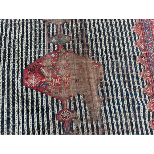 66 - ANTIQUE DISTRESSED PERSIAN QASHQAI KELLEH, 400cm x 185cm.