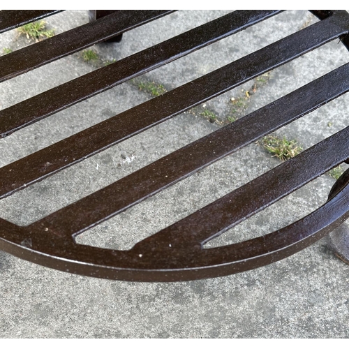 125 - FIREPIT/BARBECUE, vintage wrought iron circular with undertier rack, 58cm W x 51cm H.