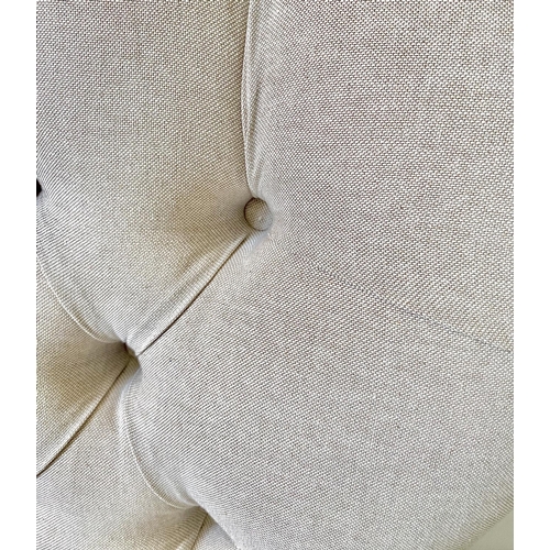 361 - SOFA, neutral buttoned back upholstery, 107cm W x 80cm H x 65cm D