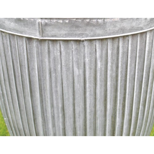 363 - DOLLY TUB PLANTERS, a graduated set of three, galvanized metal, Largest 50cm H x 45cm W (3)