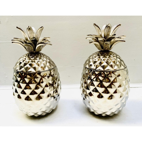 366 - PINEAPPLE ICE BUCKETS, a pair, polished metal finish, 37cm H (2)