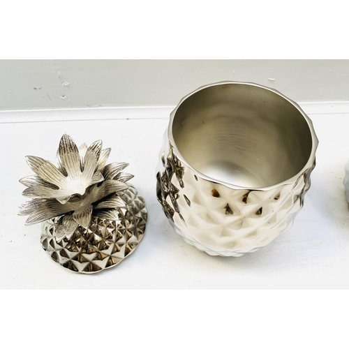 366 - PINEAPPLE ICE BUCKETS, a pair, polished metal finish, 37cm H (2)