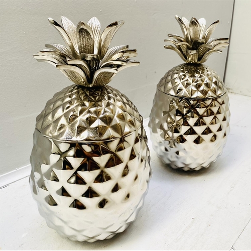 366 - PINEAPPLE ICE BUCKETS, a pair, polished metal finish, 37cm H (2)