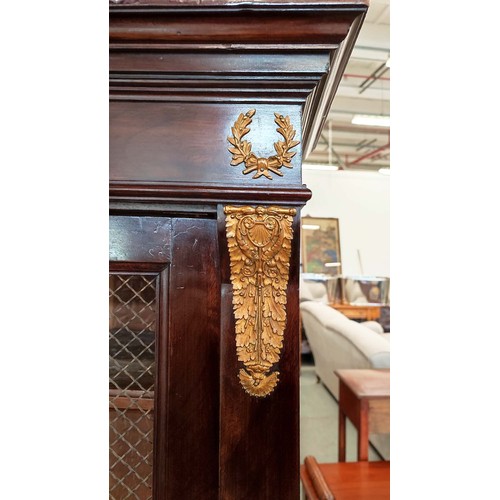 171 - BIBLIOTHEQUE, French 19th century mahogany, with gilt metal mounts and a pair of chicken wire doors ... 