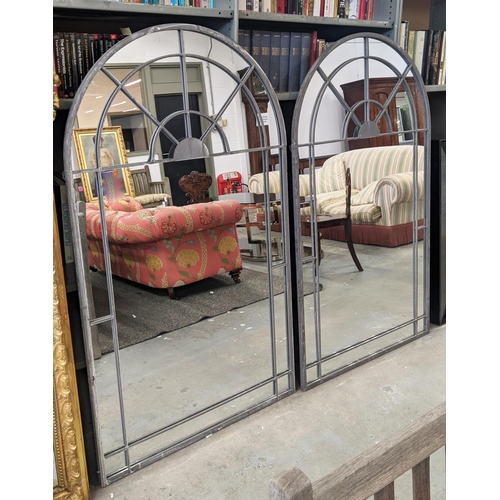 409 - ARCHITECTURAL WALL MIRRORS, a pair, 155cm x 90cm. (2)