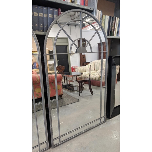 409 - ARCHITECTURAL WALL MIRRORS, a pair, 155cm x 90cm. (2)