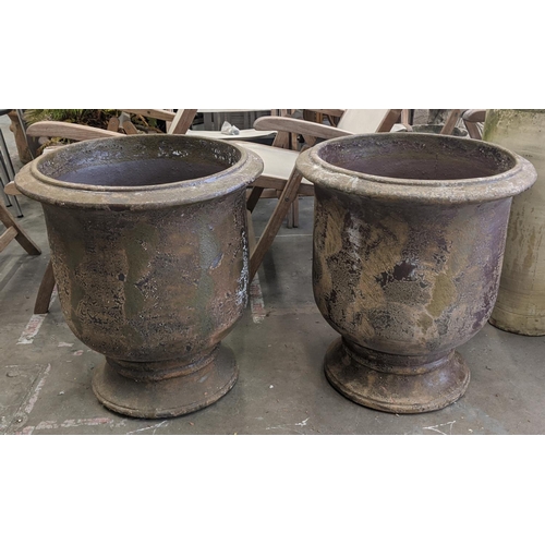 413 - TERRACOTTA PLANTERS, a pair, 60cm x 66cm H approx. (2)