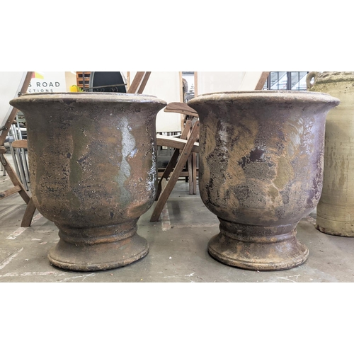 413 - TERRACOTTA PLANTERS, a pair, 60cm x 66cm H approx. (2)