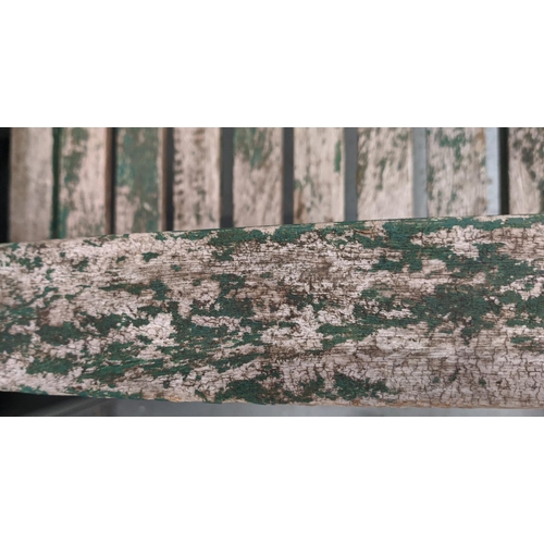 417 - GARDEN BENCH, green painted finish, 137.5cm W approx.