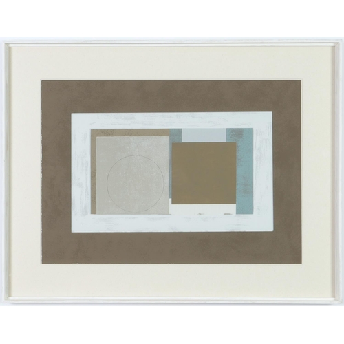46 - AFTER BEN NICHOLSON ABSTRACT, composition silkscreen on vellum box frame, 42cm x 61cm.