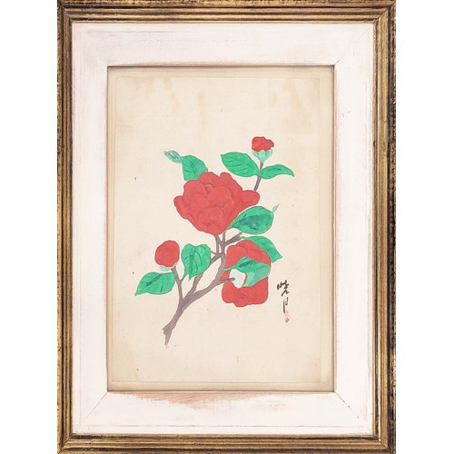 36 - JAPANESE WATERCOLOURS, a set of twelve, signed and red seal stamped, each 23cm x 18cm. (12)