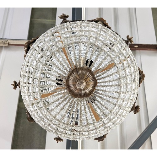 388 - BAG CHANDELIERS, a pair, Empire style cut glass and gilt metal, 85cm H x 40cm. (2)