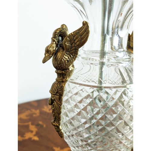 376 - TABLE LAMPS, a pair, Empire style cut glass with swan details, 64cm H. (2)