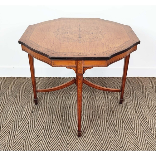 285 - CENTRE TABLE, Edwardian satinwood and penwork marquetry, circa 1905 with shaped octagonal top, 73cm ... 