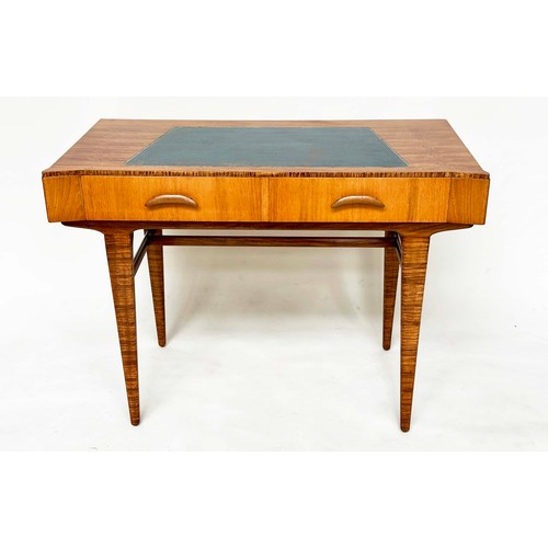 453 - BERESFORD & HICKS LTD WRITING TABLE, vintage 20th century teak, leather inset writing surface and fr... 