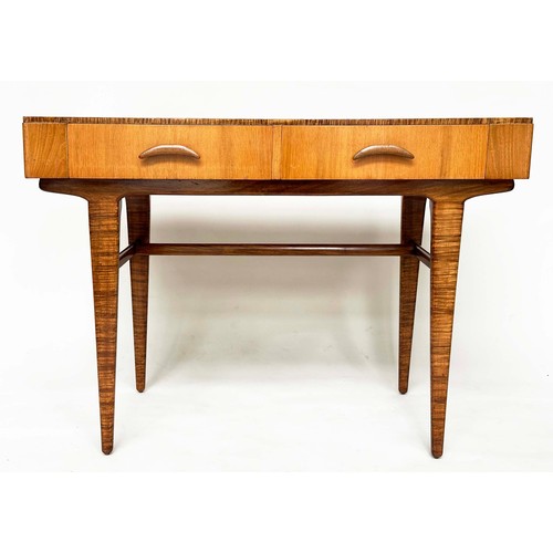 453 - BERESFORD & HICKS LTD WRITING TABLE, vintage 20th century teak, leather inset writing surface and fr... 