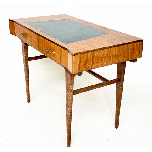 453 - BERESFORD & HICKS LTD WRITING TABLE, vintage 20th century teak, leather inset writing surface and fr... 