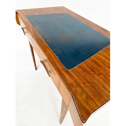 453 - BERESFORD & HICKS LTD WRITING TABLE, vintage 20th century teak, leather inset writing surface and fr... 