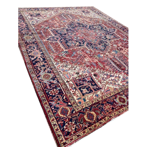 131 - ANTIQUE NORTH WEST PERSIA HERIZ CARPET,  360cm x 290cm.