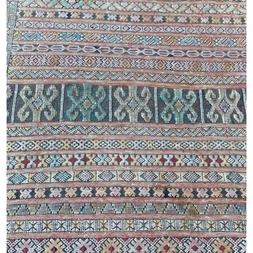 134 - ANTIQUE  SILK MOROCCO KELIM CARPET, 340cm x 172cm.