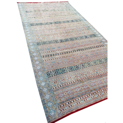 134 - ANTIQUE  SILK MOROCCO KELIM CARPET, 340cm x 172cm.