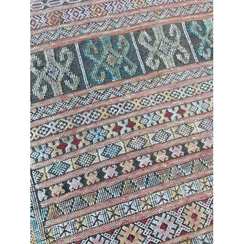 134 - ANTIQUE  SILK MOROCCO KELIM CARPET, 340cm x 172cm.