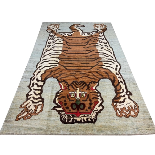 138 - FINE TIBETAN TIGER CARPET SIZE, 300cm X 201cm.