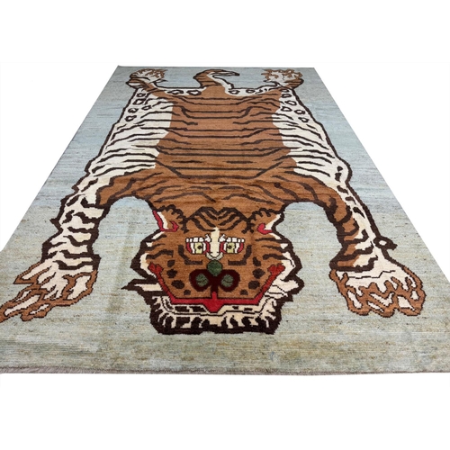 138 - FINE TIBETAN TIGER CARPET SIZE, 300cm X 201cm.