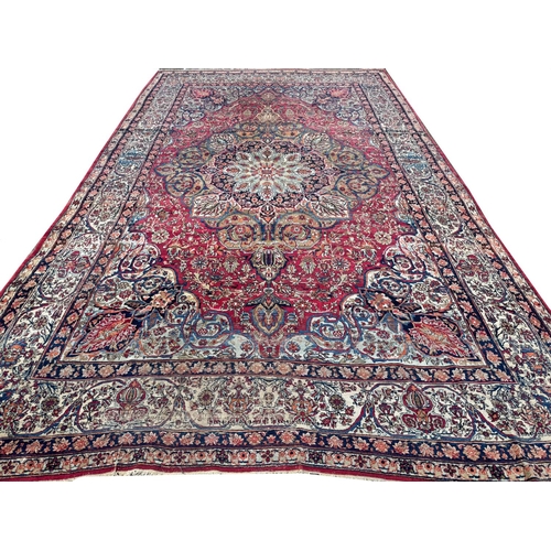 144 - 19TH CENTURY FINE PERSIAN KERMAN RAVAR CARPET, 530cm x 310cm.