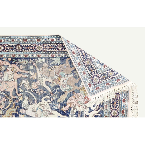 149 - KASHMIR SILK HUNTING DESIGN RUG, 260cm x 154cm.