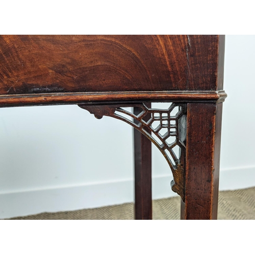 151 - GEORGE III MAHOGANY CARD TABLE, circa 1770, serpentine form, fold over top, inset green baize top, s... 