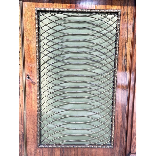 162 - SIDE CABINET, William IV rosewood and gilt metal mounted with two grille doors flanked by carved col... 