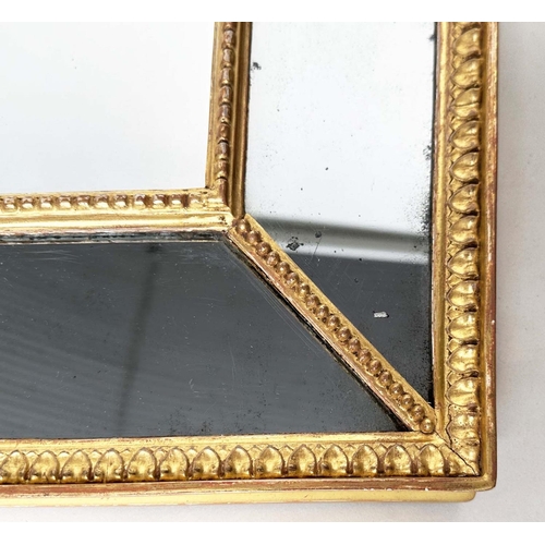 175 - WALL MIRROR, George III style giltwood rectangular with marginal beaded frame, 128cm H x 80cm W.