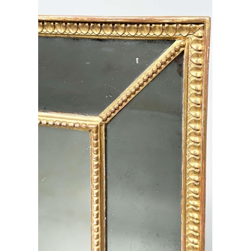 175 - WALL MIRROR, George III style giltwood rectangular with marginal beaded frame, 128cm H x 80cm W.