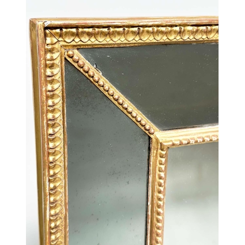 175 - WALL MIRROR, George III style giltwood rectangular with marginal beaded frame, 128cm H x 80cm W.