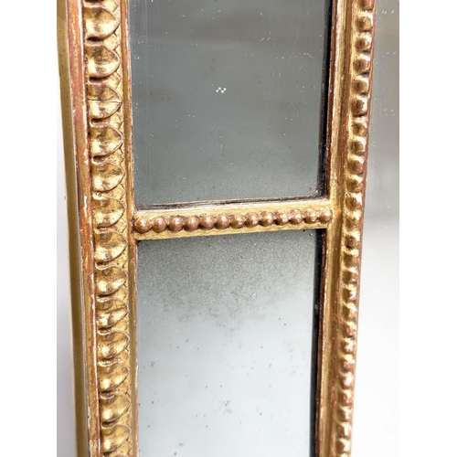 175 - WALL MIRROR, George III style giltwood rectangular with marginal beaded frame, 128cm H x 80cm W.